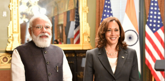 Meeting between Prime Minister Shri Narendra Modi and Vice President Kamala Harris of the USA The Prime Minister, Shri Narendra Modi in a Bilateral Meeting with the Vice President of the United States of America, Ms. Kamala Harris, in Washington DC, USA on September 23, 2021.