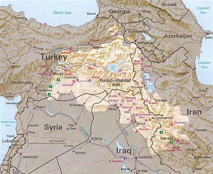Kurdish inhabited area by CIA
