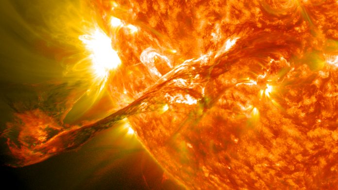 On August 31, 2012 a long filament of solar material that had been hovering in the Sun's outer atmosphere, the corona, erupted at 4:36 p.m. EDT
