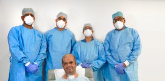 Karnataka witnesses first ever post covid double lung transplant of 30-yr-old doctor and Covid warrior at Aster CMI Hospital Dr. Sanath Kumar along with the treating doctors at Aster CMI