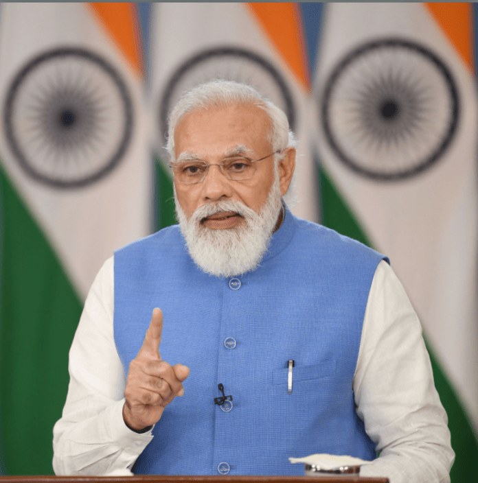The Prime Minister, Shri Narendra Modi addressing at the Global Covid-19 Summit, on September 22, 2021