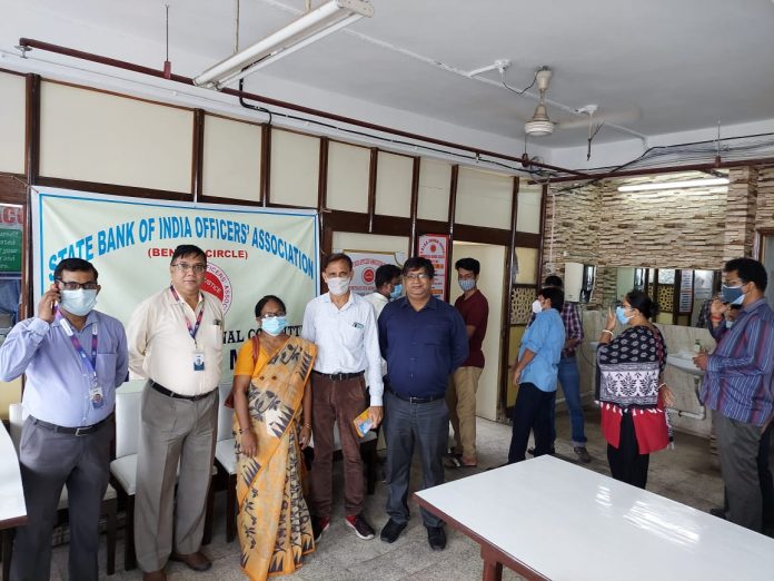 Mass vaccination of State Bank of Employees, contractual support staffs, drivers, and their family members organised by State Bank of India Officer’s Association, Bengal Circle, AZC, Corporate Module.