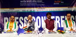 The Institute of Company Secretaries of India organized the first of its Bi-Annual Convocation of Eastern India L to R CS Sudhir Kr Banthiya, Chairman, Eastern Indian Regional Council (EIRC) of the ICSI, CS Nagendra D Rao, President, The ICSI, CS Devendra V Deshpande, Vice –President, ICSI, CS Ashish Mohan, Secretary, ICSI and CS Deepak Kr Khaitan (on screen), Council Member, ICSI at the first of its Bi-Annual Convocation (First Round) of the Eastern Region, for the FY 2021-22 held at Rotary Sadan, Kolkata.