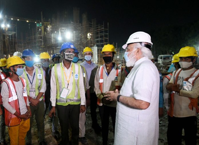 PM conducts on-site inspection and reviews ongoing construction work of new Parliament building