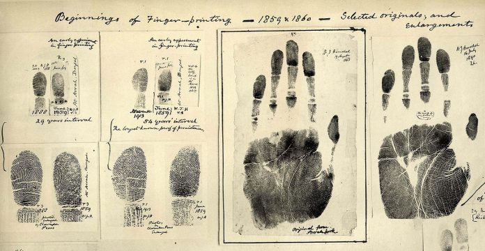 Fingerprints taken by William Herschel 1859/60 by Wikipedia