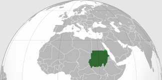 Sudan on World Map by Wikipedia
