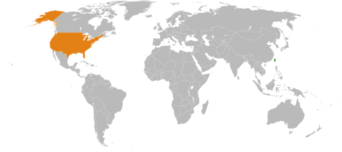 US Taiwan on World Map