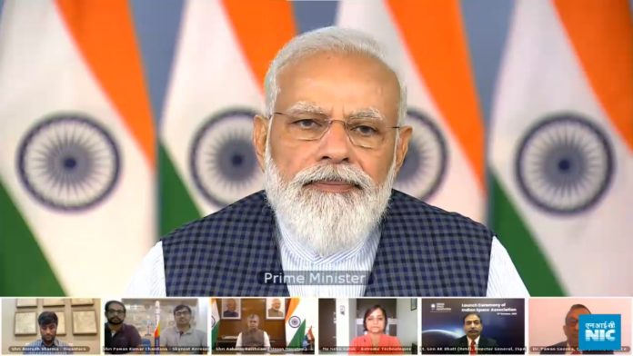 The Prime Minister, Shri Narendra Modi addressing at the launch of the Indian Space Association (ISpA), through video conferencing, in New Delhi on October 11, 2021 The Prime Minister, Shri Narendra Modi addressing at the launch of the Indian Space Association (ISpA), through video conferencing, in New Delhi on October 11, 2021
