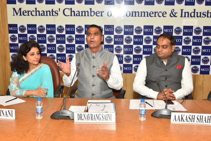 L - R : Dr, Mamta Binani, Chairperson, Council on Legal Affairs, MCCI, Dr. Navrang Saini, Acting Chairperson, Insolvency and Bankruptcy Board of India and Shri Aakash Shah, President, MCCI