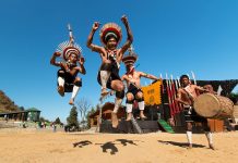 Zeliang Naga Tribesmen of Nagaland, India rehearsing their traditional dance during Hornbill Festival By Wikipedia