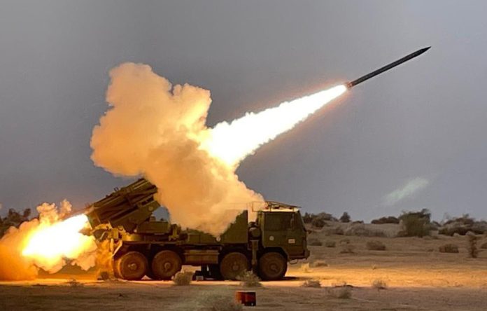 Successful tests carried out for Pinaka Extended Range System, Area Denial Munitions & New Indigenous Fuzes, at Pokharan range on December 11, 2021.