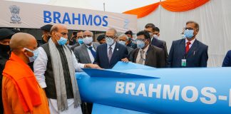 Raksha Mantri lays foundation stone for Defence Technology & Test Centre and BRAHMOS Manufacturing Centre of DRDO in Lucknow The Union Minister for Defence, Shri Rajnath Singh visiting the exhibition of Defence Research and Development Organisation (DRDO), during the foundation stone laying ceremony of Defence Technologies & Test Centre and BrahMos Manufacturing Centre, in Lucknow, Uttar Pradesh on December 26, 2021. The Chief Minister of Uttar Pradesh, Yogi Adityanath and the Secretary, Department of Defence R&D and Chairman, DRDO, Dr. G. Satheesh Reddy are also seen.