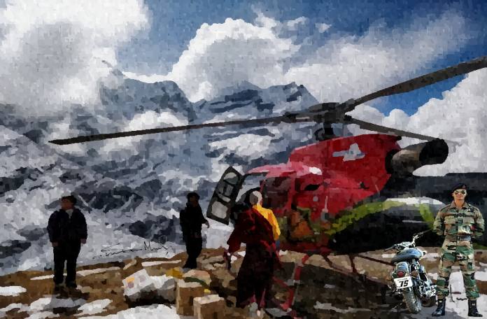 Monk with Helicopter Monk with Helicopter