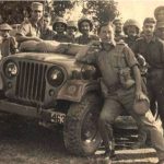 Officers of 2 9 GR with captured Pakistani jeep at Jibban Nagar (75(1) Copyright remains with DPR MoD India