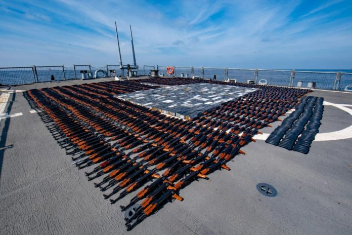 U.S. Navy Seizes 1,400 Assault Rifles During Illicit Weapons Interdiction. Photo by Petty Officer 3rd Class Elisha Smith U.S. Naval Forces Central Command / U.S. 5th Fleet