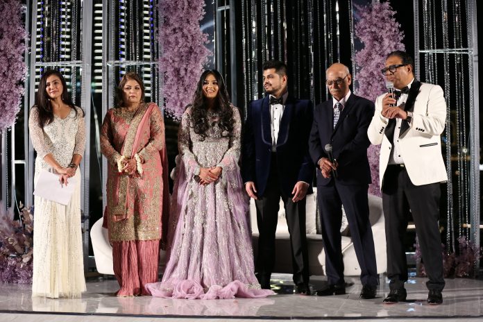 From Right to Left - Nawab Shaji Ul Mulk, Khalid Ahmed, Bilal Khalid Ahmed (Groom), Princess Sania Mulk (Bride), Ghazala Ahmed, Presenter Shadaab (2)