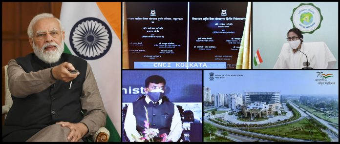 The Prime Minister, Shri Narendra Modi inaugurating the 2nd Campus of Chittaranjan National Cancer Institute in Kolkata, through video conferencing, in New Delhi on January 07, 2022.