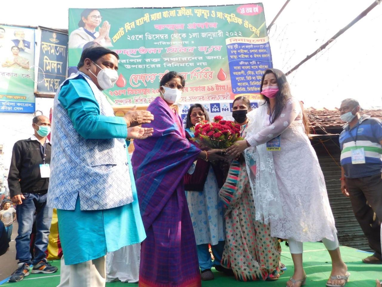 Presence of Dr. Shashi Panja, cabinet minister, Govt. Of WB for Dept. Of Women and Child Development and Social Welfare, at the Vaccination drive.