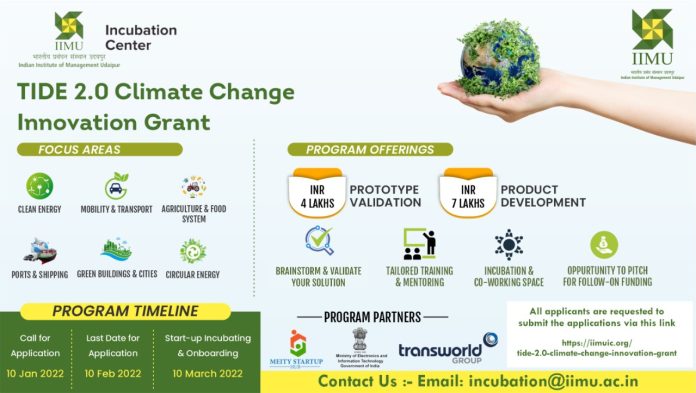 IIM Udaipur Incubation Centre launches first-ever Startup Cohort towards Climate Change; invites eligible startups