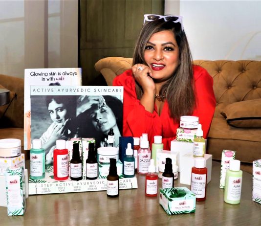Auli Founder Aishwarya Biswas with her Products