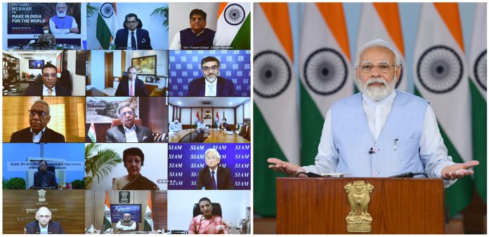 PM addressing the post budget DPIIT webinar on Make in India for the World, in New Delhi on March 03, 2022.