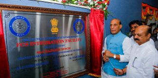 The Union Minister for Defence, Shri Rajnath Singh inaugurating the Flight Control System Integration facility at Aeronautical Development Establishment, a laboratory of DRDO, in Bengaluru, Karnataka on March 17, 2022. The Chief Minister of Karnataka, Shri Basavaraj Bommai and the Secretary, Department of Defence, R&D and Chairman, DRDO, Dr. G Satheesh Reddy are also seen.