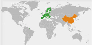 EU-China on World Map