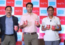 From Left - Sanjay Sharma, Business Head, Actor Abir Chaterjee and Radhir Kumar, General Manager on the campaign launch of Mishti Doi _ 2