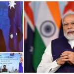PM addressing at the virtual signing ceremony of the India-Australia Economic Cooperation and Trade Agreement (IndAus ECTA), in New Delhi on April 02, 2022.