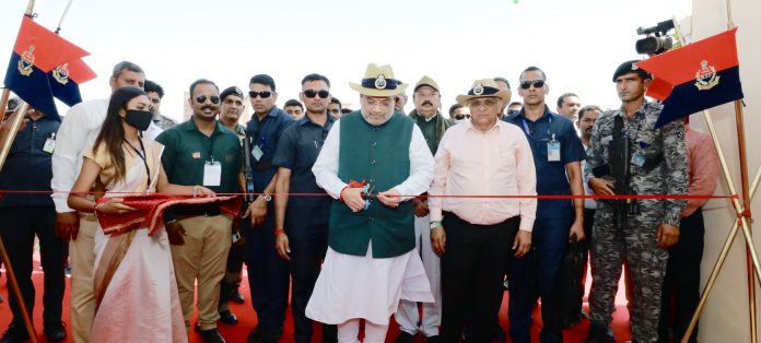 The Union Home and Cooperation Minister, Shri Amit Shah inaugurates newly constructed tourism facilities for Seema Darshan at Nadabet, in Banaskantha district of Gujarat on April 10, 2022
