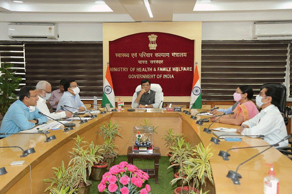 Union Health Minister Dr. Mansukh Mandaviya chairs a review meeting with key experts and officials on new XE-variant of COVID-19