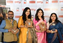 Mr. Suvankar Sen, MD & CEO, Senco Gold & Diamonds, Actress Rituparna Sengupta, Actress Indrani Dutta and Ms. Joita Sen, Director, Senco Gold & Diamonds unveiling Milon collection
