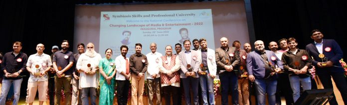 The Union Minister for Information & Broadcasting, Youth Affairs and Sports, Shri Anurag Singh Thakur at the National Conference on Changing Landscape of Media and Entertainment-2022, in Pune on June 26, 2022.