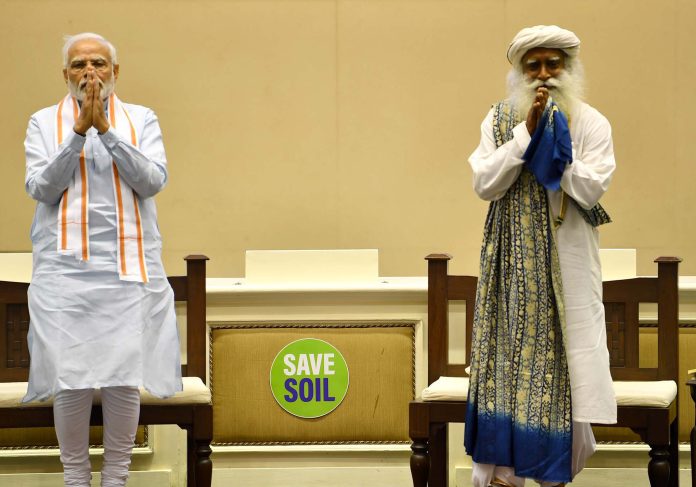 PM at the Save Soil programme organised by Isha Foundation, in New Delhi on June 05, 2022.