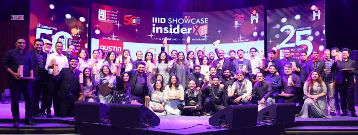 The winners & exhibitors felicitated at the valedictory of the ‘IIID Showcase Insider X 2022’ hosted by IIID - HRC Winners of the various awards with the Organising Committee members at the Valedictory & Gala Nite of the ‘IIID Design Showcase Insider X 2022’, hosted by the Institute of Indian Interior Designers - Hyderabad Chapter; at Hitex, Madhapur, today.