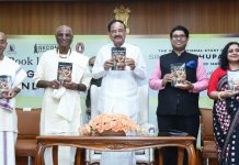 The Vice President, Shri M. Venkaiah Naidu releasing the book Sing, Dance and Pray  the inspirational story of Srila Prabhupada at Upa-Rashtrapati Nivas, in New Delhi on July 24, 2022.