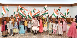 PM lauds people’s enthusiasm for Har Ghar Tiranga Abhiyan PM celebrates ‘Har Ghar Tiranga’ Abhiyan at his residence, in New Delhi on August 11, 2022.