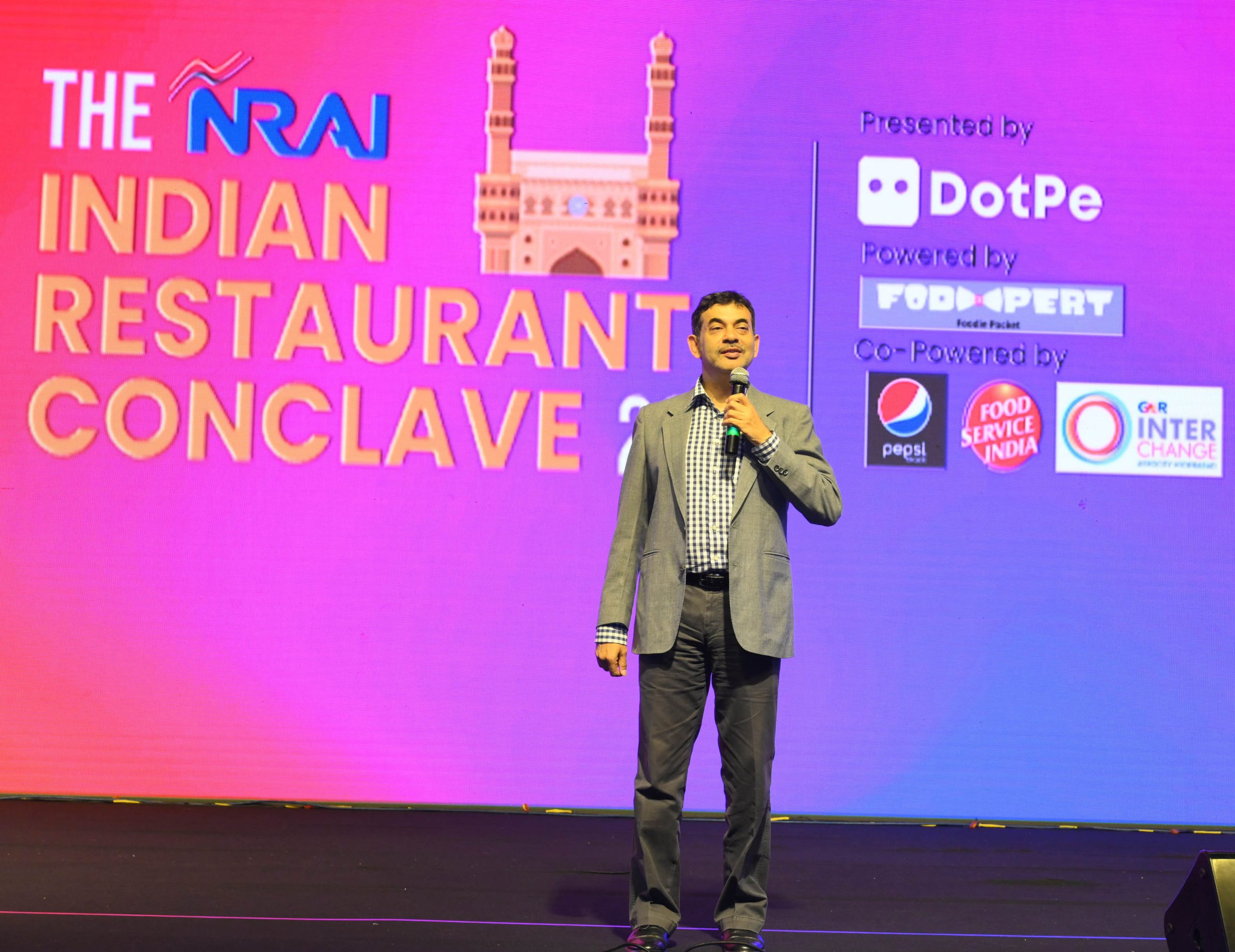 Chief guest Shri Jayesh Ranjan, IAS, Principal Secretary - l & C & IT, Govt. of Telangana; addressing the gathering at the India’s Largest Restaurant Industry Conclave, The NRAI Indian Restaurant Conclave 2022 at HICC, today.