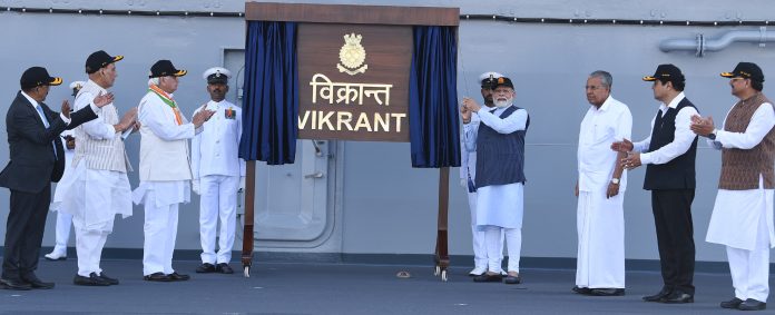 PM inaugurates the first indigenous aircraft carrier INS Vikrant, in Kochi, Kerela on September 02, 2022.