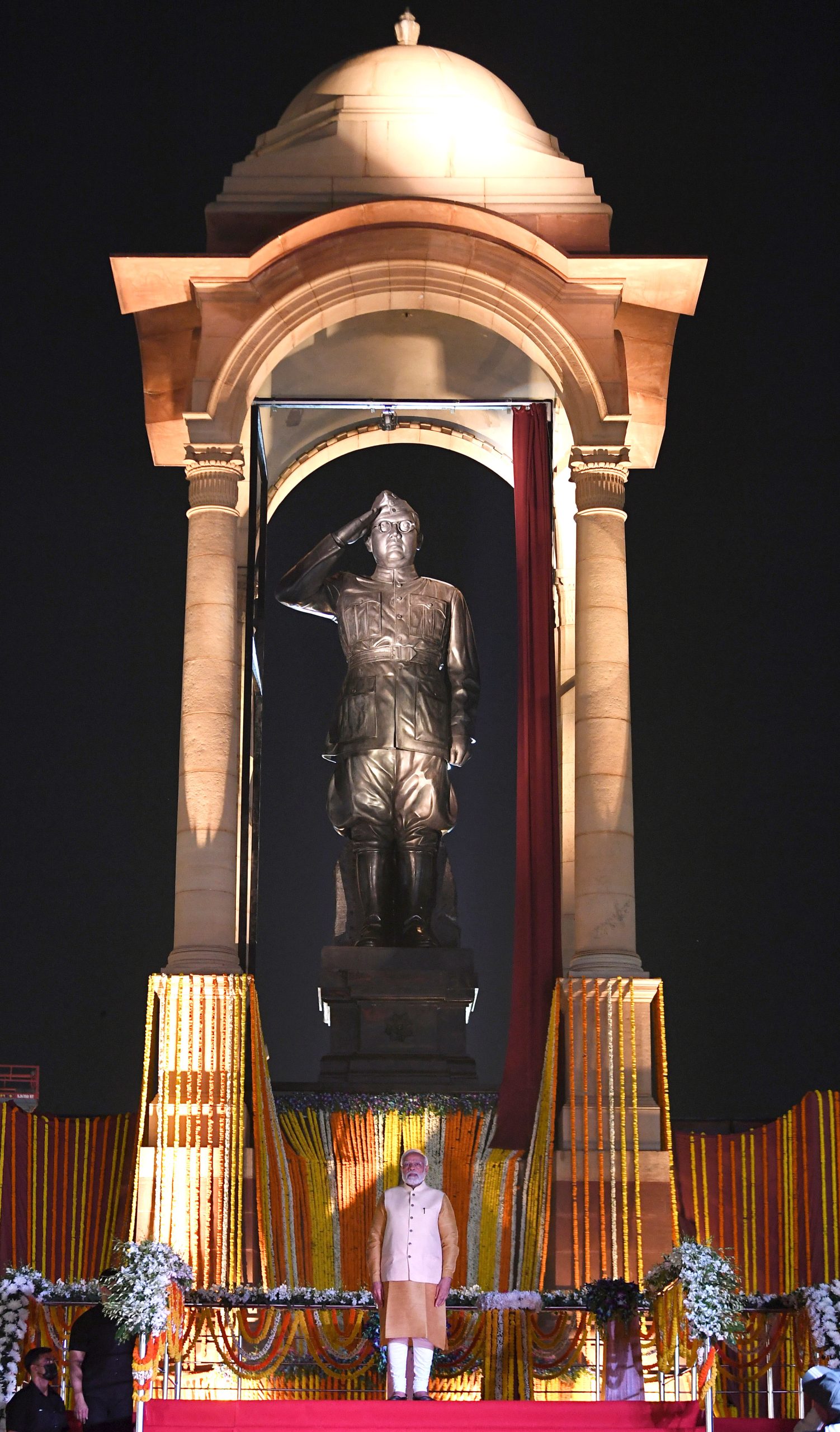 PM unveils the statue of Netaji Subhas Chandra Bose at India Gate, during the inauguration of the Kartavya Path, in New Delhi on September 08, 2022.