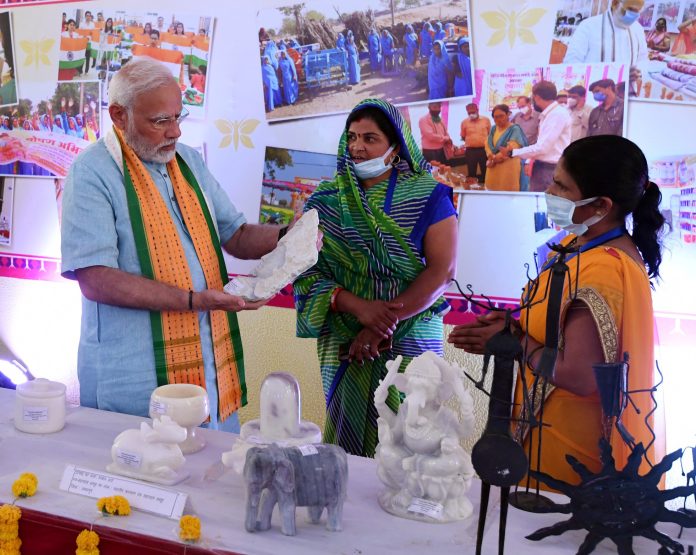 PM participates in the Self Help Group Sammelan, organised at Karahal, Sheopur, in Madhya Pradesh on September 17, 2022.