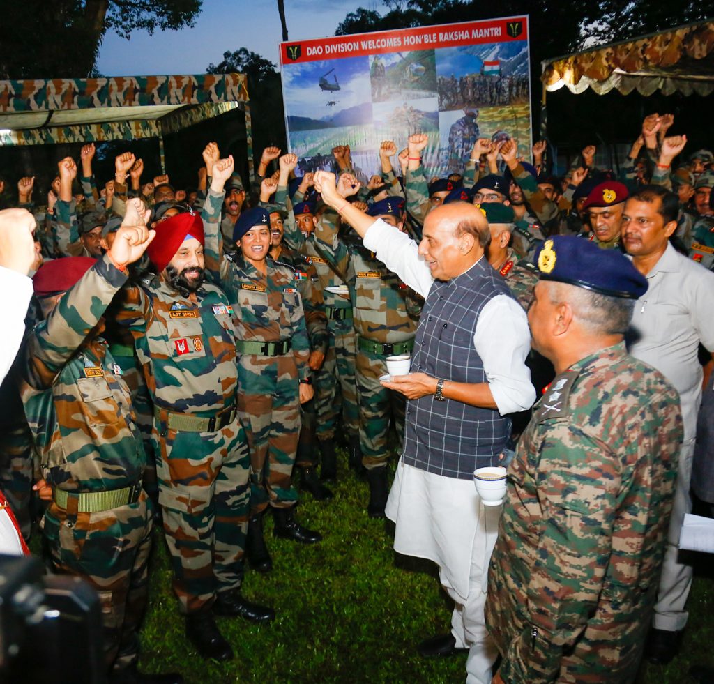 The Union Minister for Defence, Shri Rajnath Singh visits the Army formation, in Dinjan, Assam on September 28, 2022.