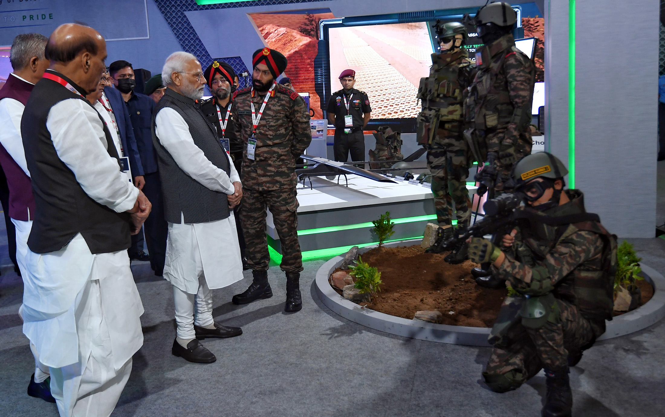 PM at the inauguration of the DefExpo22 at Mahatma Mandir Convention and Exhibition Centre in Gandhinagar, Gujarat on October 19, 2022.