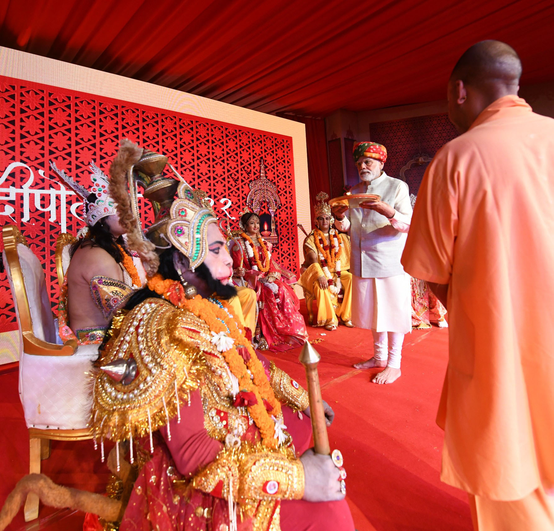 PM performs Rajyabhishek of Prateek Swarup of Bhagwan Shree Ram, in Ayodhya, Uttar Pradesh on October 23, 2022.