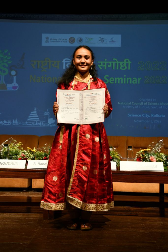 Disket Angma from Ladakh was declared the winner of the National Science Seminar 2022