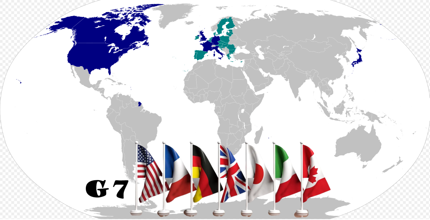 G7 Countries on the World Map by Wikipedia