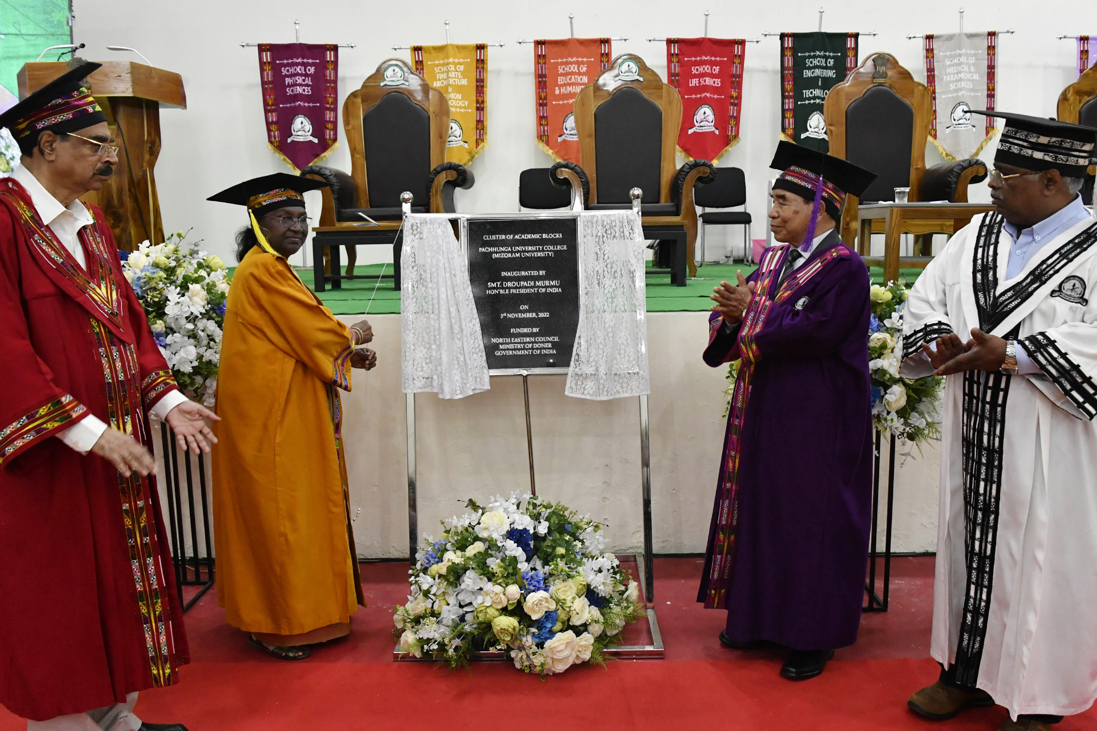 The President, Smt. Droupadi Murmu inaugurated the Pachhunga University College, Mizoram University, at Aizawl, in Mizoram on November 03, 2022.