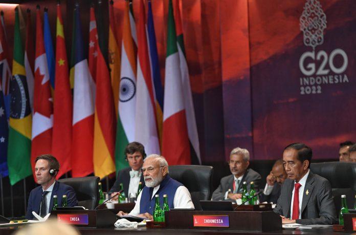 PM addressing at the handing over the G20 Presidency to India at G20 summit, in Bali, Indonesia on November 16, 2022.