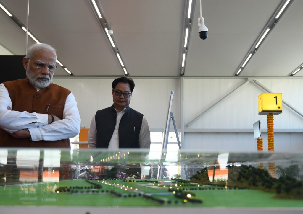 PM at Arunachal Pradesh’s first greenfield airport, Donyi Polo Airport ,in Itanagar on November 19, 2022.