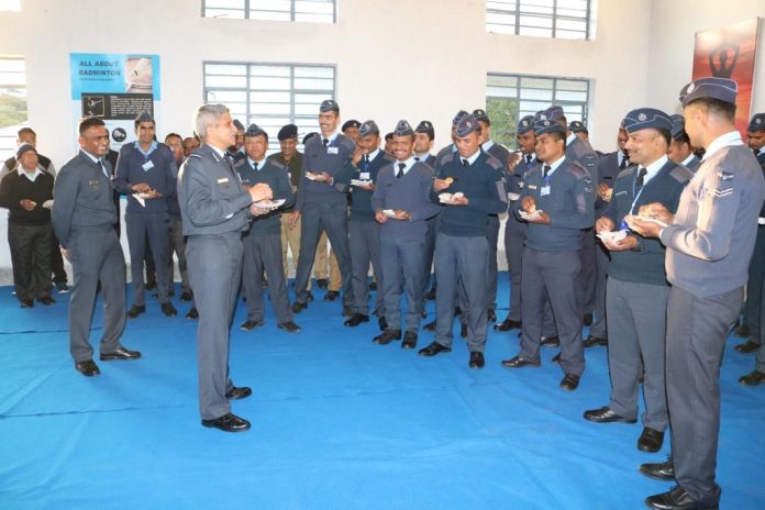 AIR MARSHAL SP DHANKAR AIR OFFICER COMMANDING-IN-CHIEF EASTERN AIR COMMAND VISITS AIR FORCE STATION KURSEONG